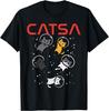 Catsa Astronaut Space Cats Graphic Tee Soft Cotton Casual Crew Neck T-Shirt for Men Women