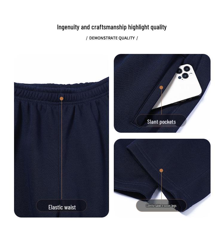Fleece-Lined Cotton School Uniform Pants for Boys & Girls - Straight-Leg, Solid Color, Thick Winter Version for Middle & High School Students