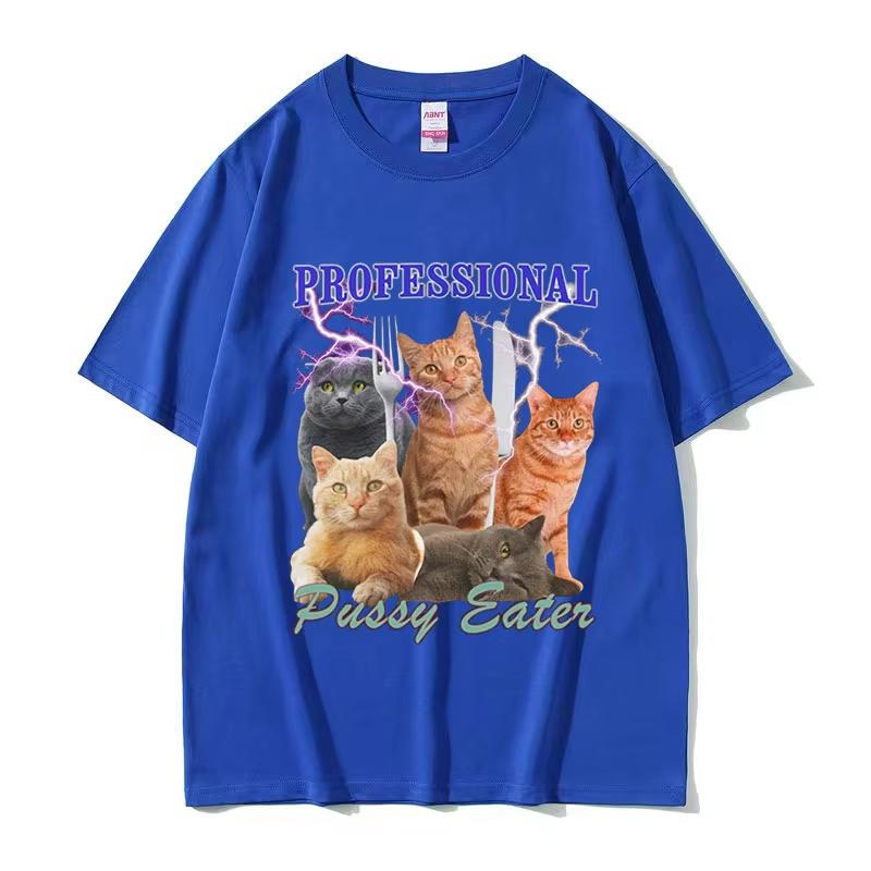 Profesionální Pojídač Kočiček Legrační Tričko pro Milovníky Koček Pánské Ležérní Módní Oblečení Tričko Unisex 100% Bavlna Nadměrná Trička