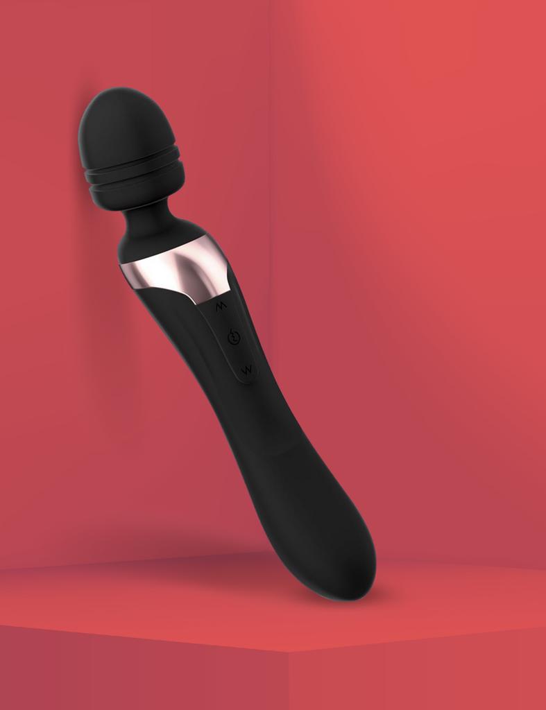 Double-ended wand vibrator for women, couples, clitoris, g-spot, intimate pleasure