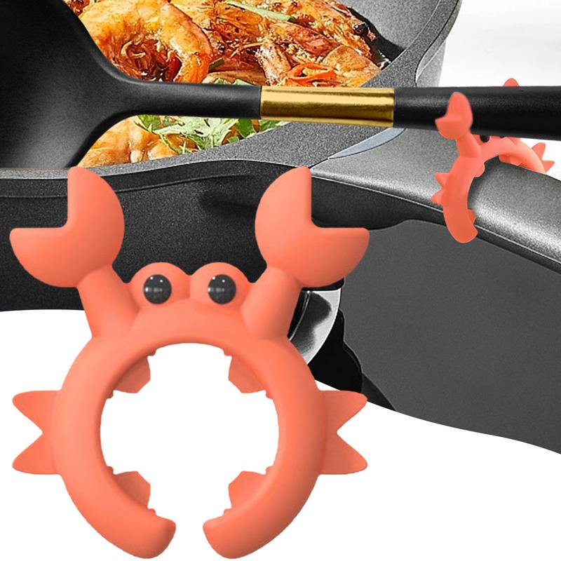 Utensil Rest Crab Shaped Silicone Utensil Rest Countertop Ladle Holder Anti-Overflow Practical Assistant Stove Top Spatula
