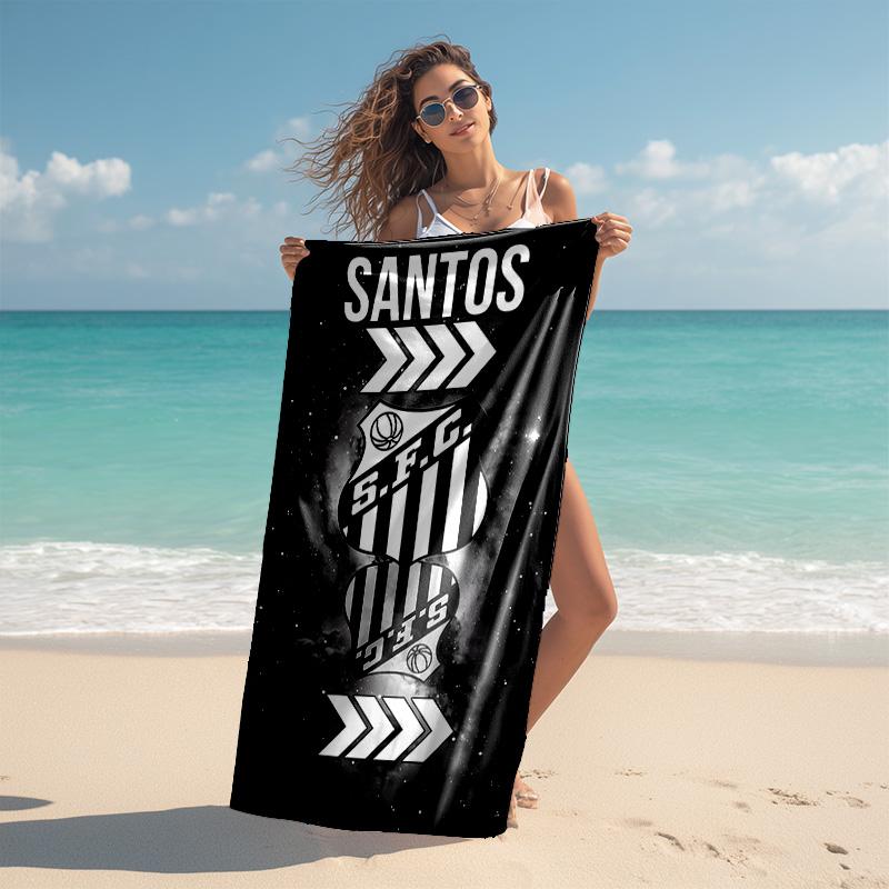 proof beach towel with Santos SFC logo pattern - soft,absorbent,quick-drying,machine washable - perfect for swimming,camping,bathing