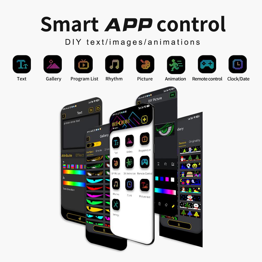 2pcs LED Soft Foldable Remote Control Truck Devil Eye Bluetooth App DIY Matrix Pixel Panel Light Windshield Graffiti Scrolling