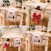 Charming Burlap Christmas Table Decor With Striped Edges Adorned With Whimsical Snowman And Characters Santa