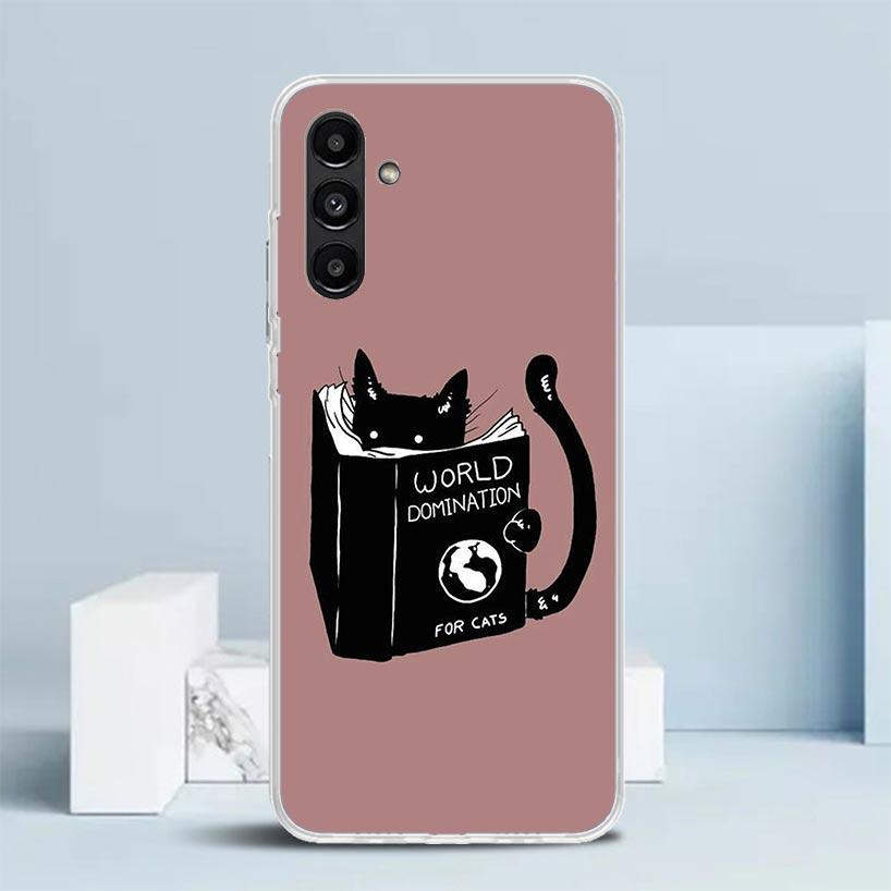 Cartoon Cute Black Cat Phone Case For Samsung Galaxy A17 A37 A57 A16 A15 A14 A13 A56 A55 A54 A53 A36 A35 A34 A33 A26 A25 A24 A23