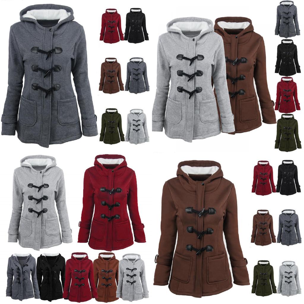 Elegant Women Trench Parka Hooded Coat Jacket Outwear Winter Warm Long Overcoat