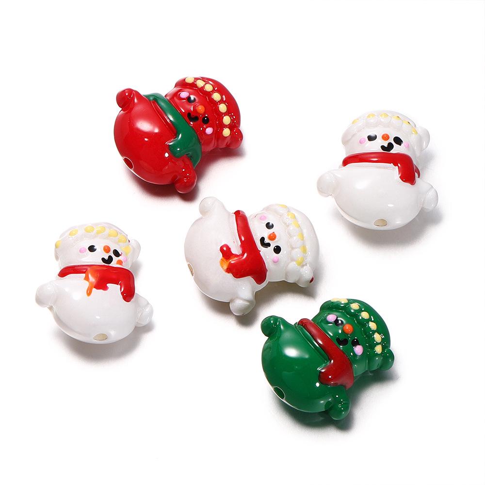 

Праздничный набор акриловых бусин: Рождественская елка, бант и снеговик - мультяшные аксессуары сделай сам 4 pieces per pack