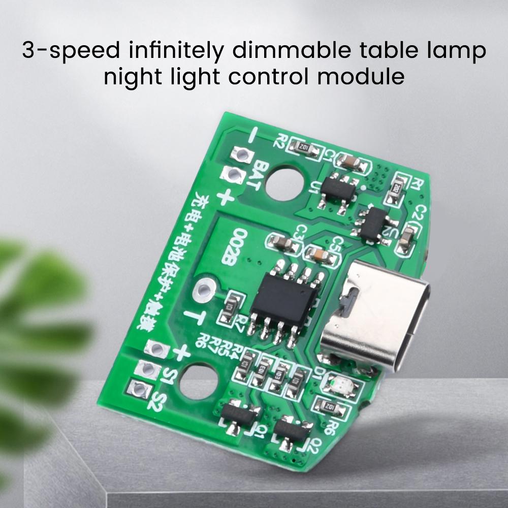 TYPE-C-Schreibtischlampenplatine, USB-Aufladung, 3-stufiges, stufenlos dimmbares LED-Touch-Nachtlicht-Steuermodul, kann 8 W nicht steigern