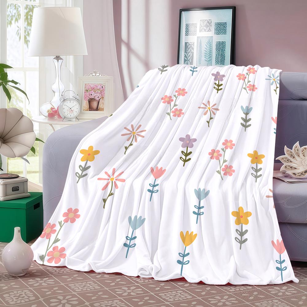 Pastelthinstemflowerditsy Throw Lightweight 240G Flannel Blanket Soft Skin-Friendly For Summer Cooling
