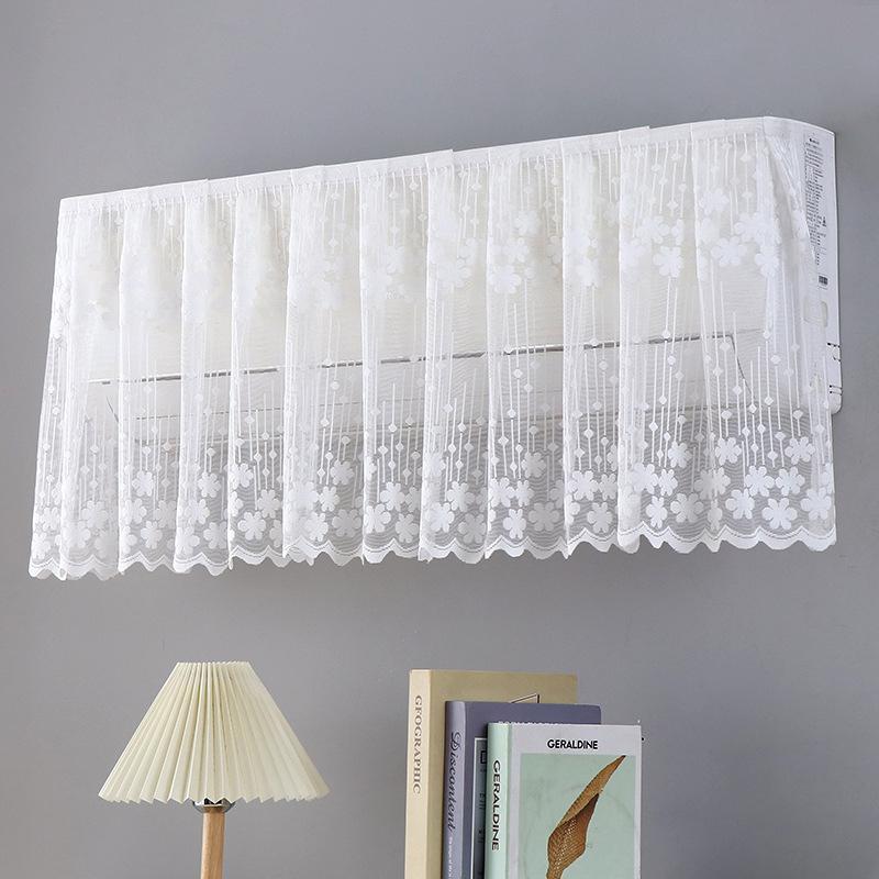 Elegant blondert brodert design Anti-direkte blåsing Klimaanleggtrekk Stoff Veggmontert Støvtett Etui Hjemmedekorasjon