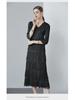 Miyake 2024 V-Neck Long-Sleeved Tassel Pleated Dress