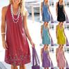 Women's Summer Loose Casual Skirt Print Chest Pleated Sleeveless Dress