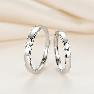 Ασημί S925 Sun Moon Star Δαχτυλίδι Ζευγάρι Απλό Μόδα Ανδρικό και Γυναικείο Ανοιχτό Δαχτυλίδι Ιαπωνικό και Κορεάτικο σχέδιο