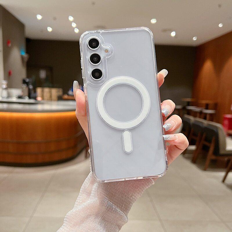 Samsung A37 Transparent Magnetic Phone Case - Large Hole, Full-Coverage, Anti-Fall Protection for A56, A16/15, A55.