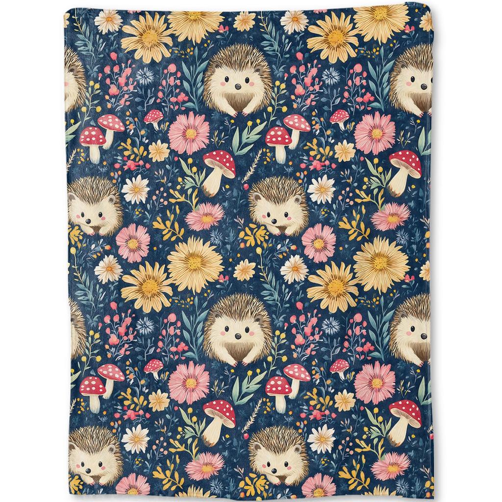 Cute Hedgehog Throw Blanket Super Soft Cozy Lightweight Fuzzy Comfy Flannel Blanket Plush for Couch, Sofa, Bed, Travel, Camping