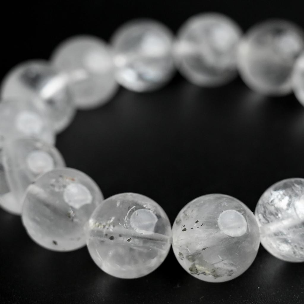 Eigado Pyrite In Quartz 15 Inner Natural Power Good Luck Bracelet, Beads, 14mm, Diameter Approx. 17cm, Stone, Stone, Charm, 2507-Brace-Pyr-01