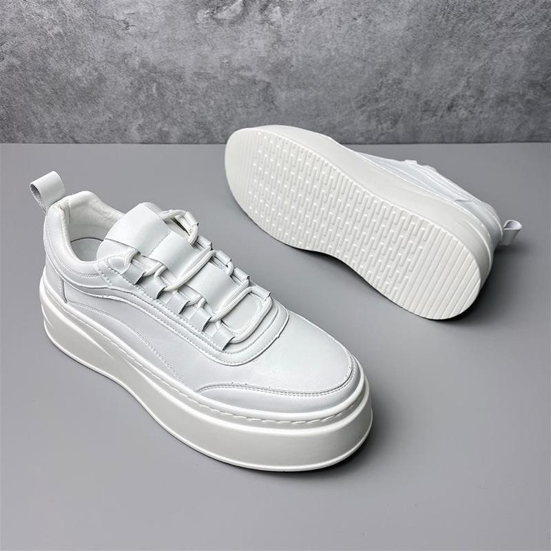 Men's Platform Leather Casual Shoes Spring Popular Comforts Men Skateboard Shoes Student Small White Shoe Fashion Tenis Sneakers