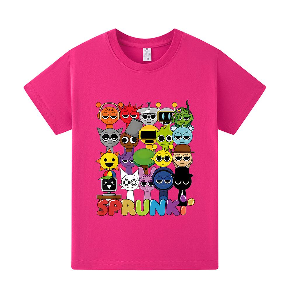 Popular Rhythm Box/Sprunki Cartoon Print Girls' Short Sleeve T-shirt