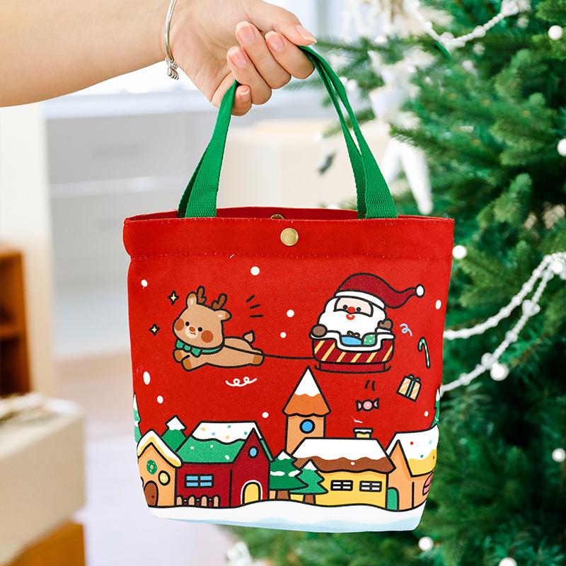 

Милая рождественская холщовая сумка Мультяшный Санта Клаус Застежка Упаковочный пакет для подарков Высокоценная рождественская подарочная сумка Праздничные принадлежности для вечеринок