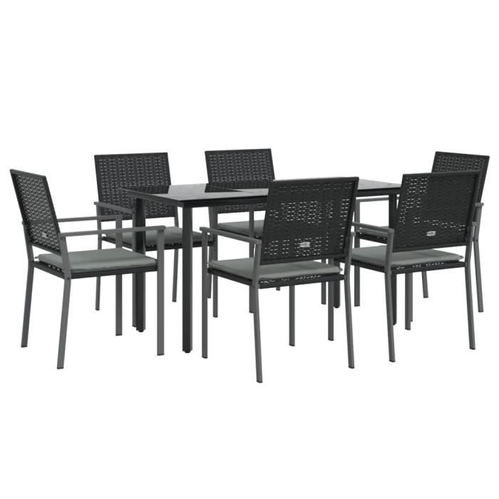 VidaXL Ensemble à manger de jardin 7 pcs coussins résine tressée acier 3187022