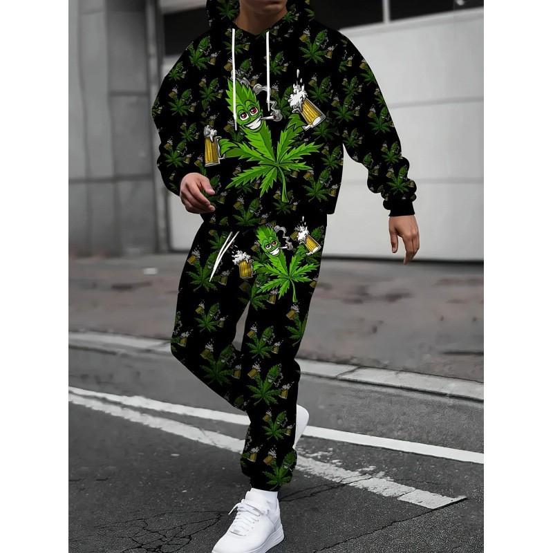 Fashion Skull 3D Print Hoodie Sweatpants Set Men