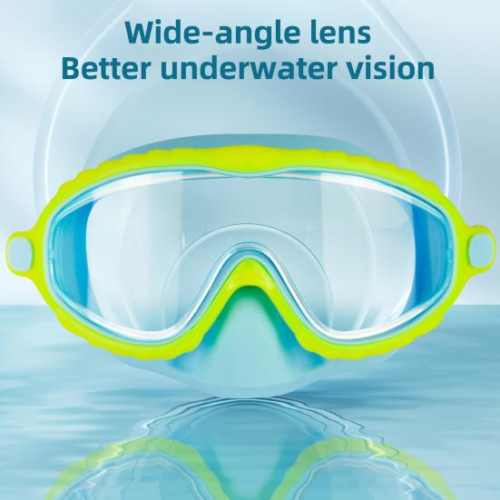 Kids Swim Goggles Anti-Leak Snork Face Guard with Nose Cover And Elastic Strap Anti-Fog UV Protection Swimming Goggles for Boys Girls Ages 3-15