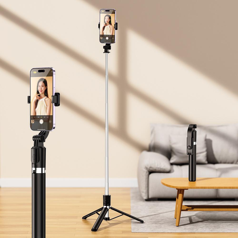 Mobile Phone Bluetooth Selfie Stick & Tripod with Fill Light - Mini, Retractable, Foldable, and Portable.