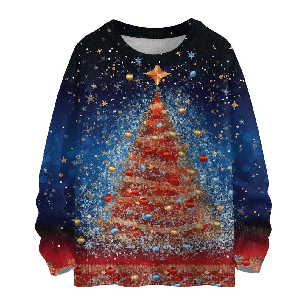 Women's Casual Long Sleeve Woolen Christmas Sweatshirt Fall  Vacation Long Sleeve Pullover