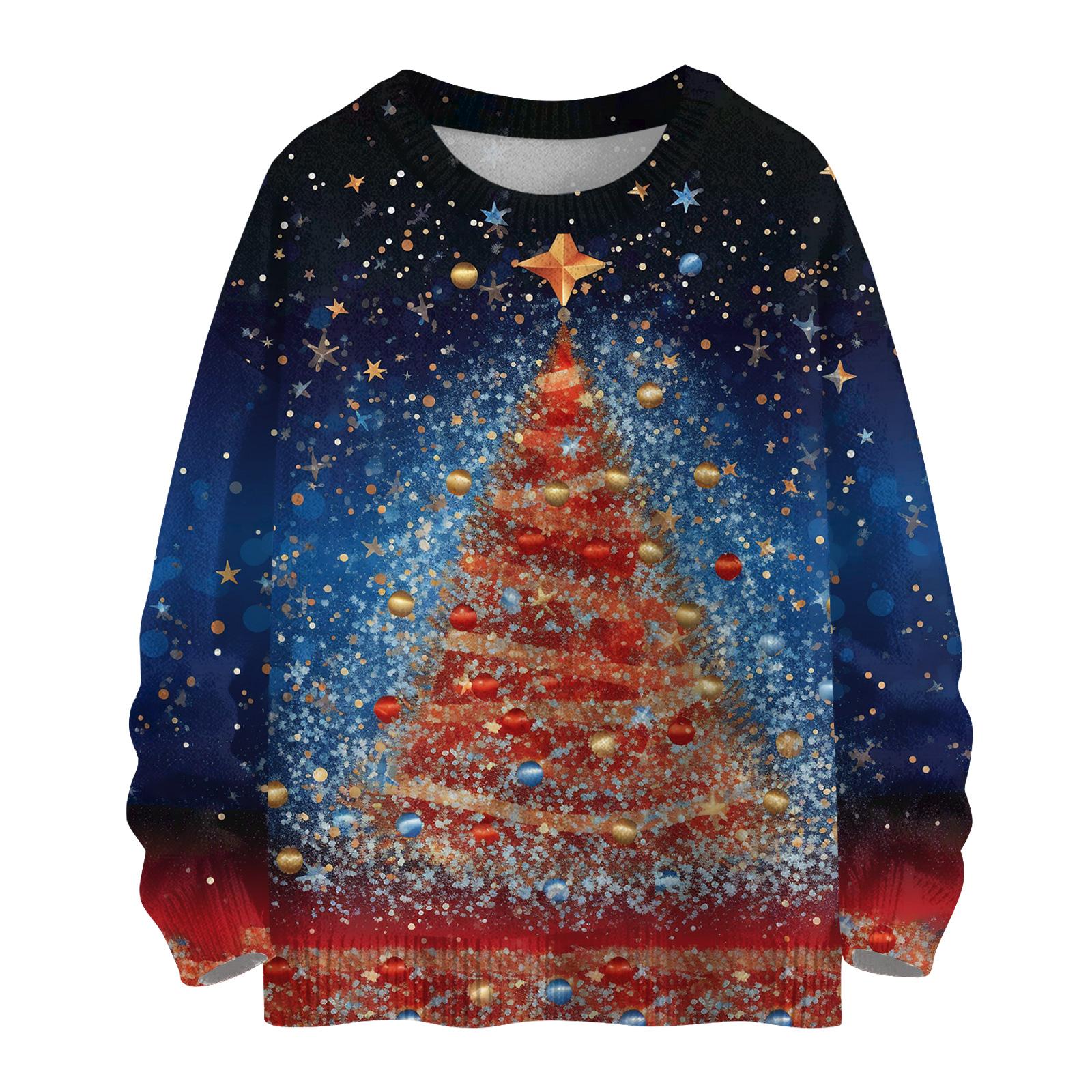 

Женский повседневный шерстяной рождественский свитшот с длинным рукавом, осенний отпускной пуловер с длинным рукавом XL