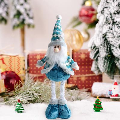 Weihnachtspuppen-Ornament, Plüsch, stehend, Weihnachtsmann, Rentier, Schneemann-Figur mit Teleskopbein, blaue Gnomen-Puppe, Spielzeug für Baum, Kamin, Fenster, Tisch