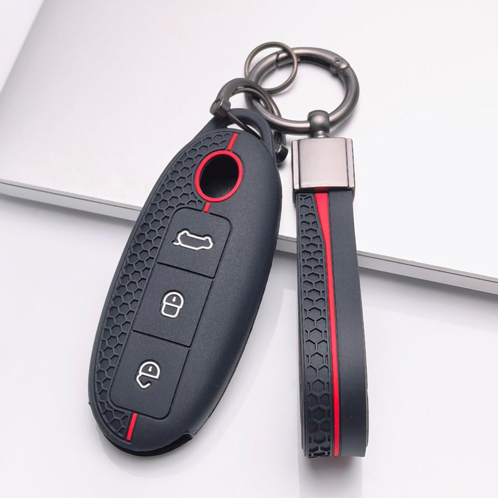 Silicone Car Key Cover with KeyChain for Dongfeng Fengguang S560 500 370 Aeolus A60 E70 Yixuan Forthing S500 F600 Rich Navara Yulon