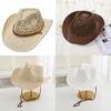 Cowboy Straw Hat With Wide Brim For Summer Outdoor Sunshade And Casual Wear