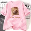 Fun Bread Dog Cat T-shirt Female Couple Pattern T-shirt Summer Couple Clothing Animal Short Sleeve T-shirt Top