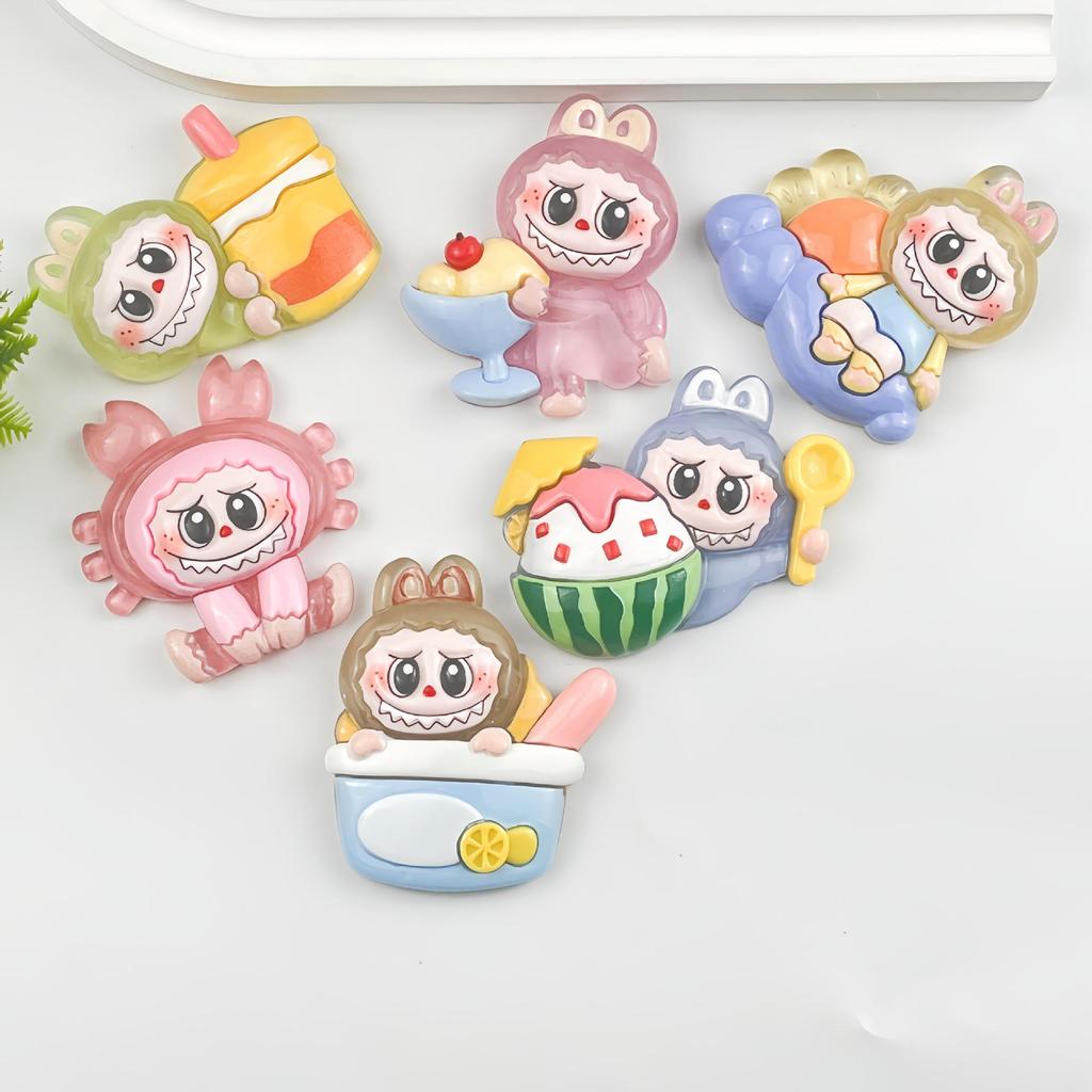 Cartoon Luminous Resin Accessories: Dessert Figures for Phone Cases, Hair Clips, Water Cups, Shoe Buckles, and Ornaments
