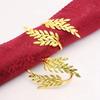 5pcs Gold Leaf Napkin Buckles Electroplated Napkin Holder Wheat Shaped Napkin Ring  Banquet