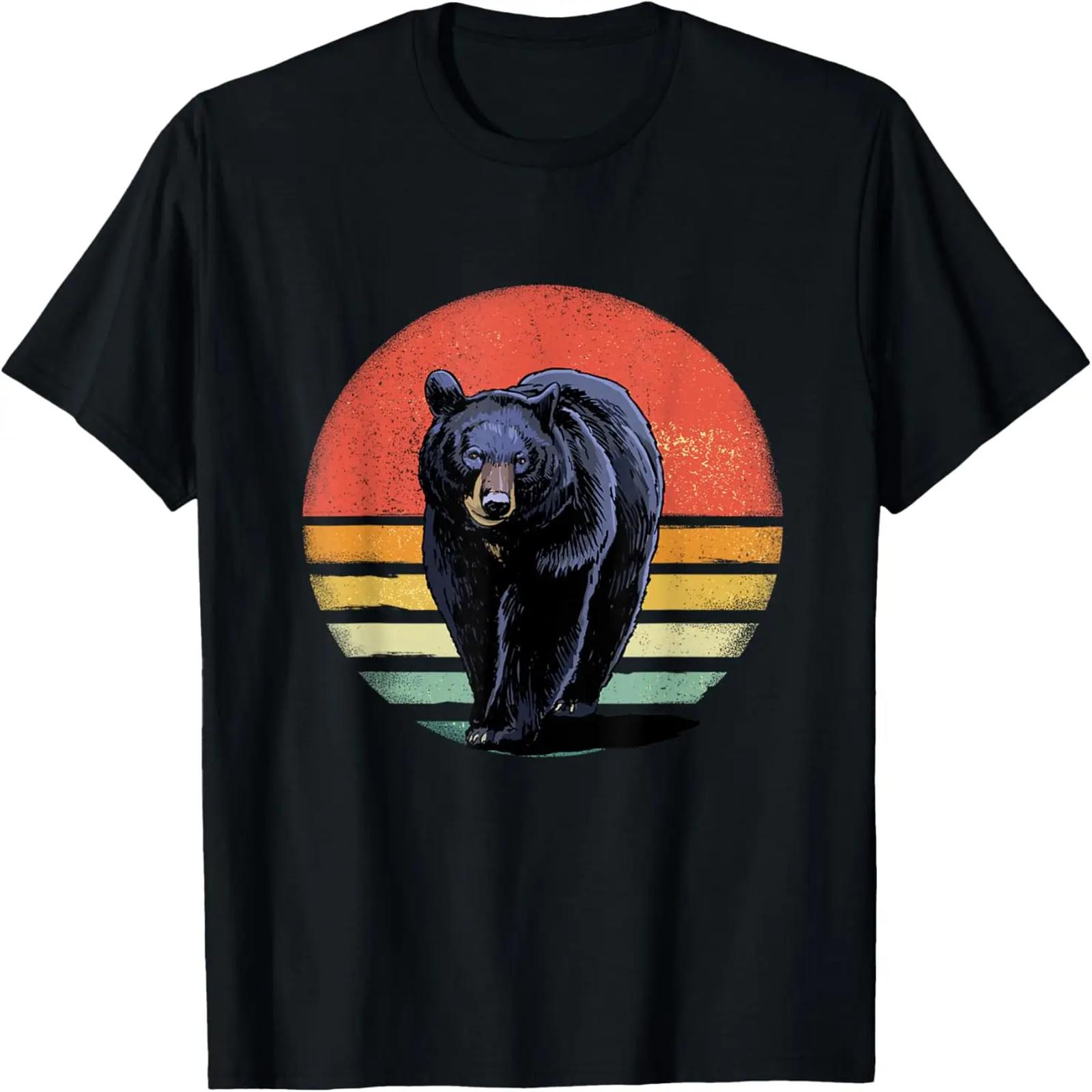 Retro Vintage Black Bear T-Shirt S