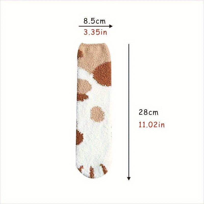6 Pairs Women's Cute Cat Paw Pattern Socks, Adorable Design Warm Socks Casual Socks Autumn/Winter Socks Velvet Socks Daily Wear