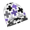 2D Flat Printing Geometric Cross Purple Classic Knit Hat for Adults Available In Versatile Tones Ideal for Subtle Styling During Cool Days Or Relaxed 