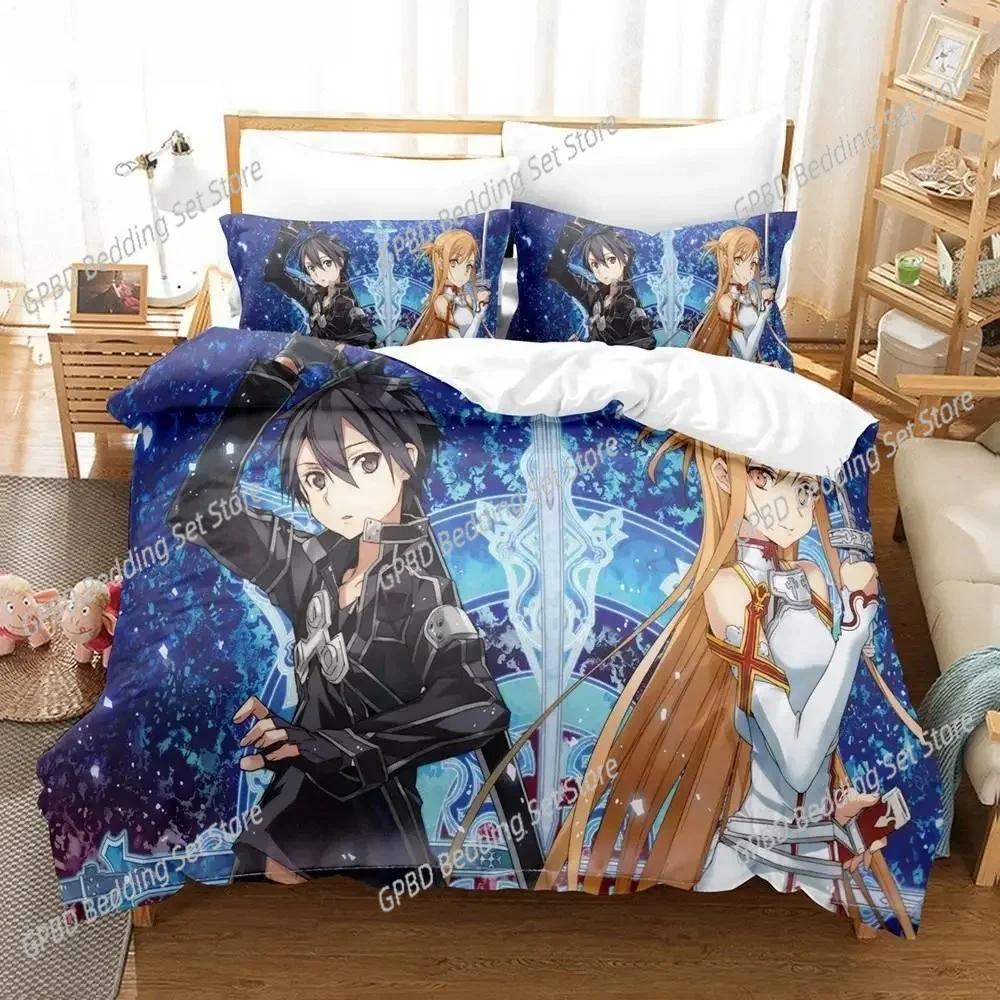 Anime Sword Art Online 3D NEW Duvet Cover Pillowcase Bedding Set Adult Boy Girl Bedroom Decoration Children Single Double Large