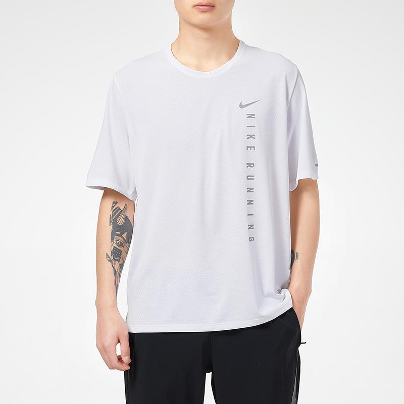 Nike Running Casual Sports Breathable Short Sleeve T-Shirt Men Tops White DA1316-100