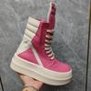Herren High Top Casual Sneaker Damen Plateau Leder Luxus Schnürer Reißverschluss Klassisch Pink Designer Schuhe für Herbst