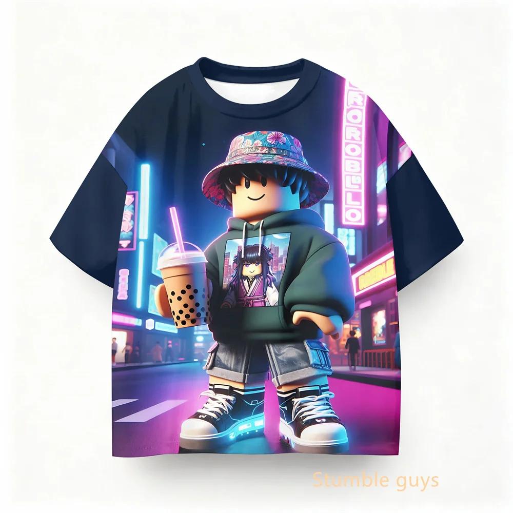 Summer Children Roblox Short Sleeve T-shirt Boys Clothes Girls Game Anime 150