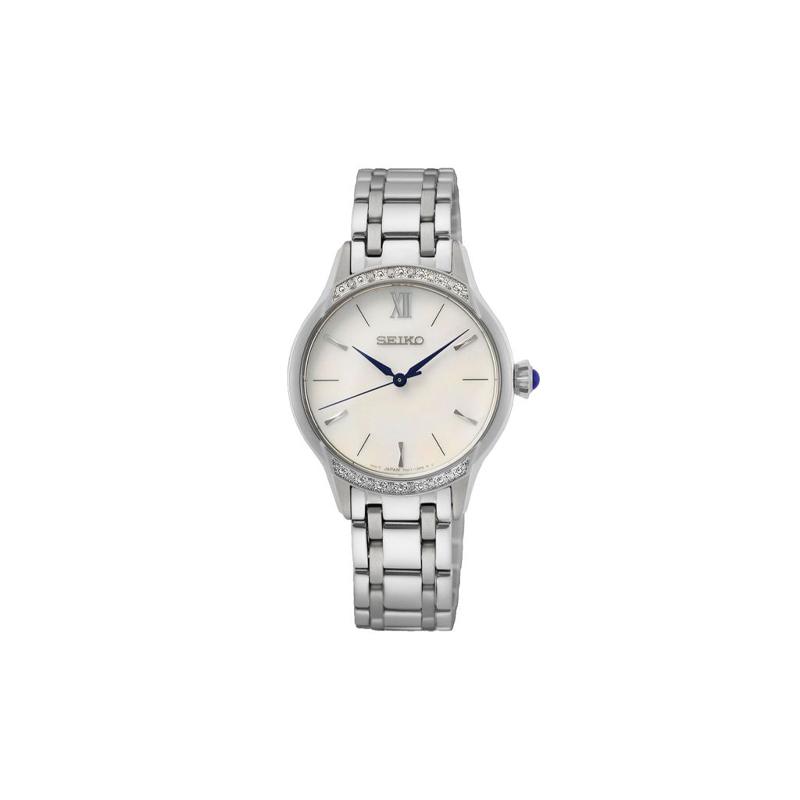 

SEIKO 50 meters waterproof and versatile Quartz Steel Strap women s watch white dial SRZ543P1