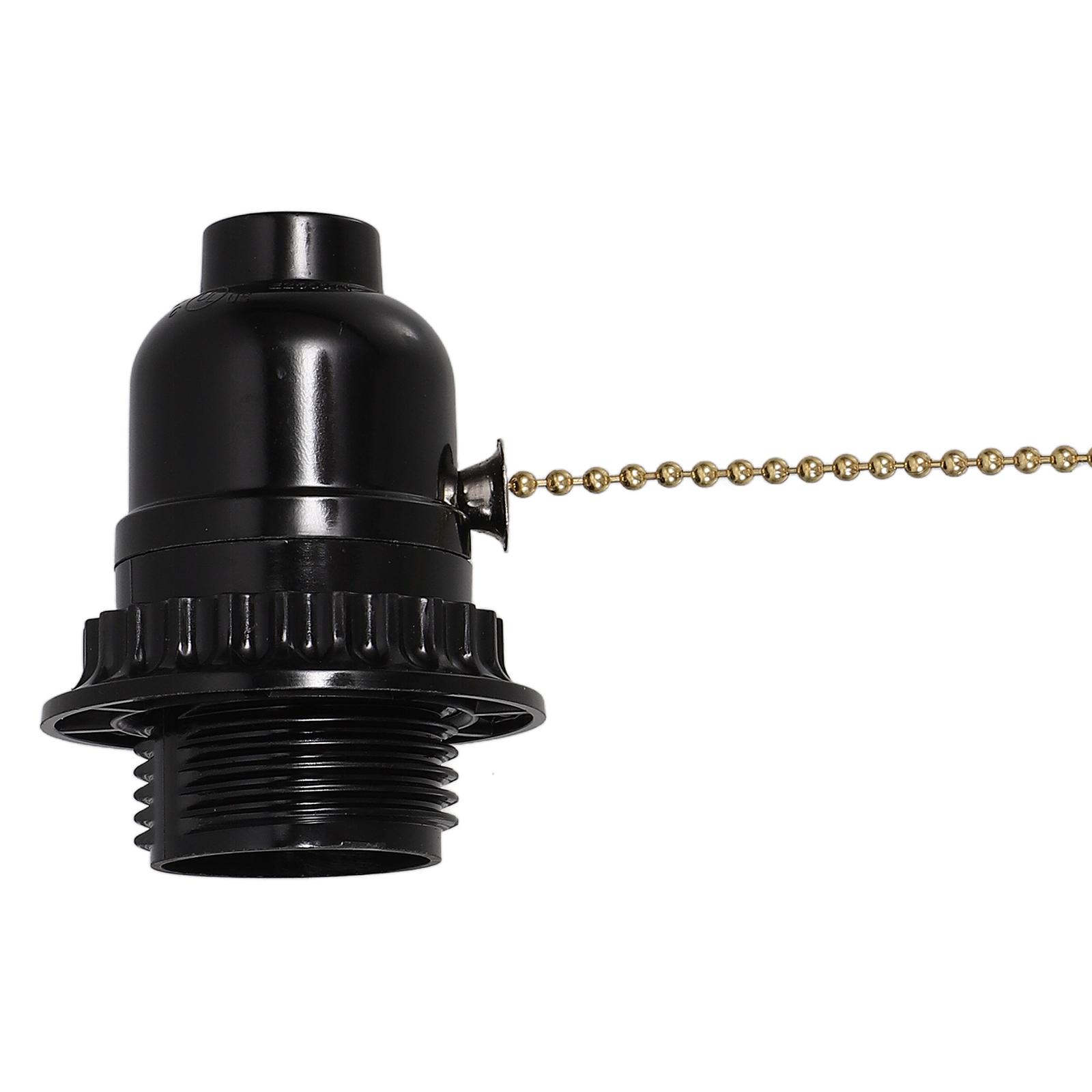 

Black Base Pull Chain Lampholder Full Thread Wooden Socket Lamp Holder Lamp Bases Adapter Pull Chain Light Fixture Ceiling