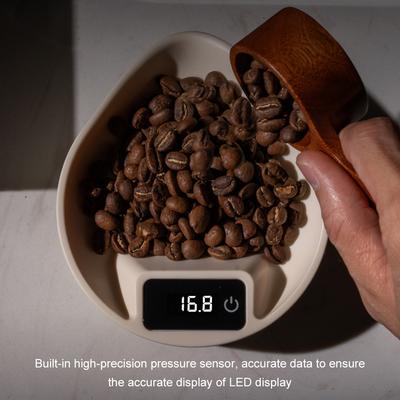 Elektronische Waage Bohnenschale Espresso LED Wiegen 0,1 Gramm ABS Elektronische Kaffeewaage Hohe Genauigkeit Messen Schwarz Beige
