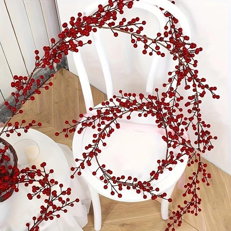1pc Artificial Cranberry Vine, Christmas Suitable for Dining Table, New Year Celebration, Engagement Party Decor