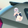 DM48#15cm Plachá stříbrovlasá anime dívka se zády k tobě Vinylová nálepka na auto Vodotěsná vinylová nálepka na autodoplňky Dekor