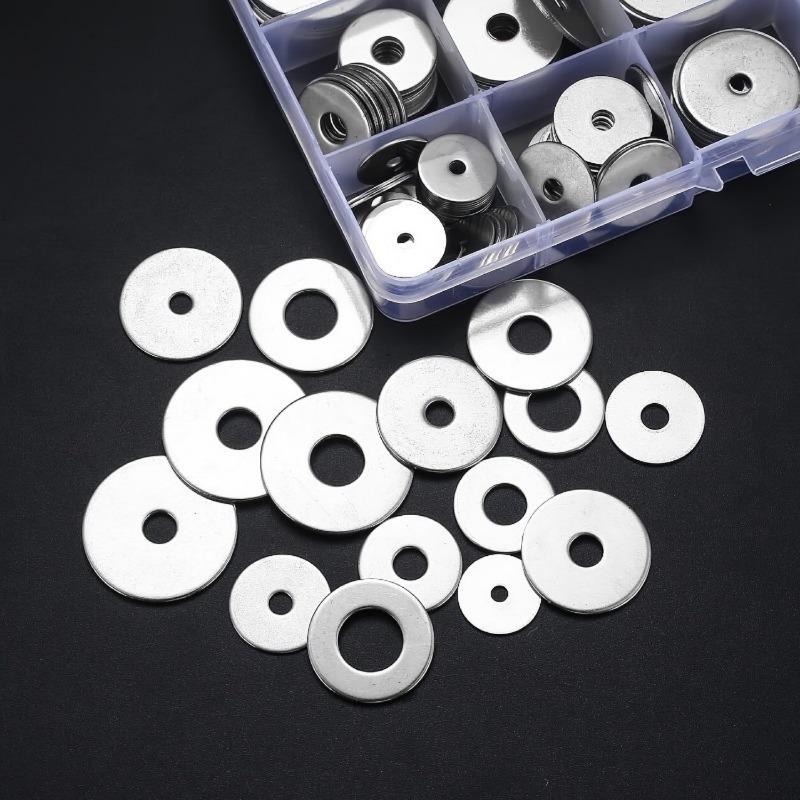 100PCS stainless steel metal round gasket, high strength, thickened and enlarged flat gasket