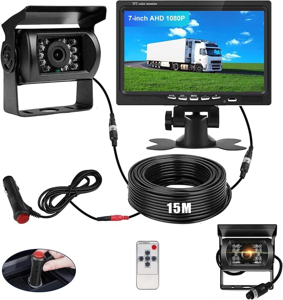 AHD Backup Camera Monitor 1080P Backup IPS Compatible with Dustproof and Waterproof Night Vision 10M Extension Stable Focused on Reversing Safety