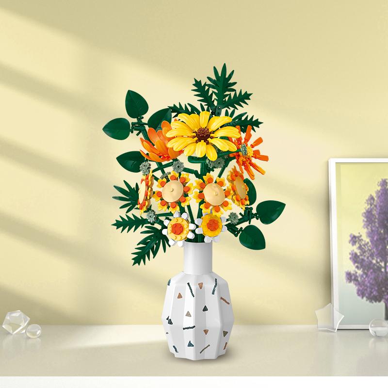 Sunflower & Anna Daisy Bouquet Building block everlasting flower living room decoration toy Valentine's Day and Christmas gift